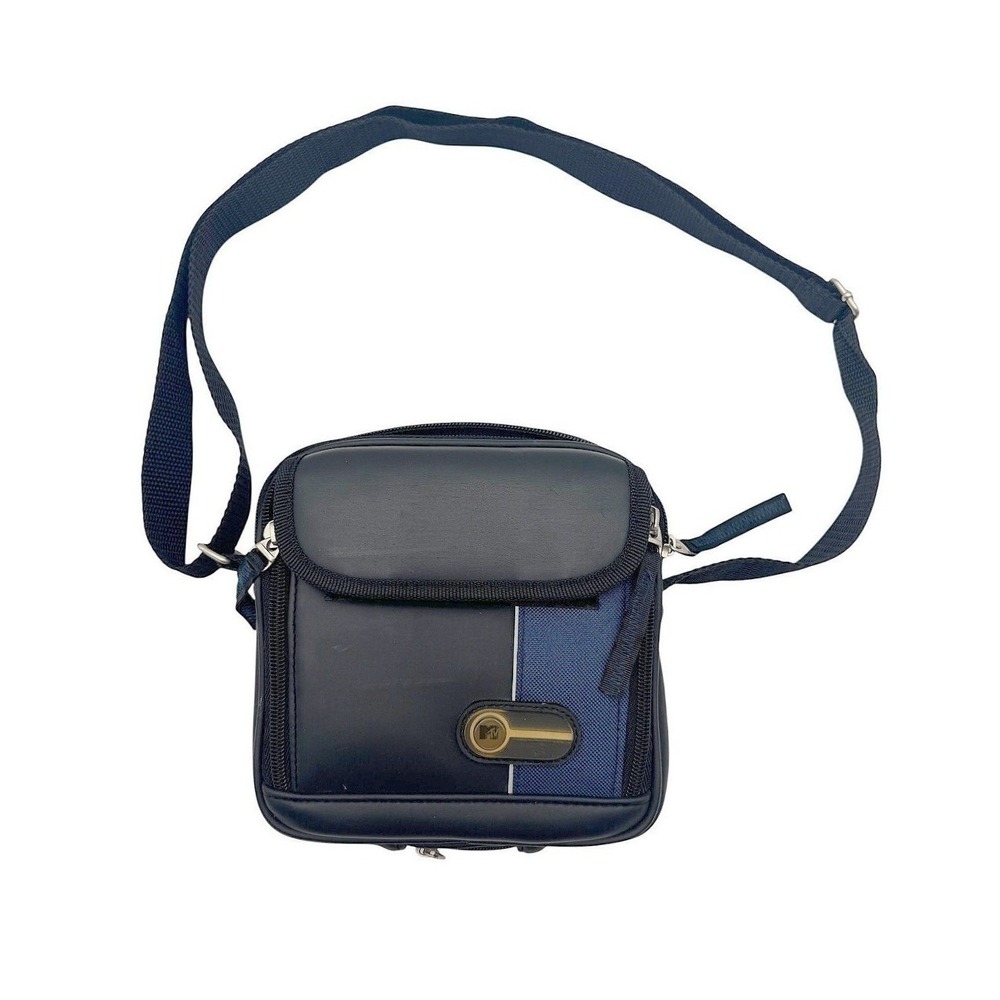 Vintage MTV Music Television Black Blue CD Carry Sleeve Case Shoulder Bag Retro